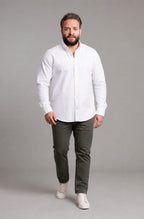 oxford cotton Regular Fit Pearl White Button-Down Collar