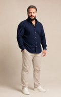 oxford cotton100% Regular Deep Navy Button-Down Collar