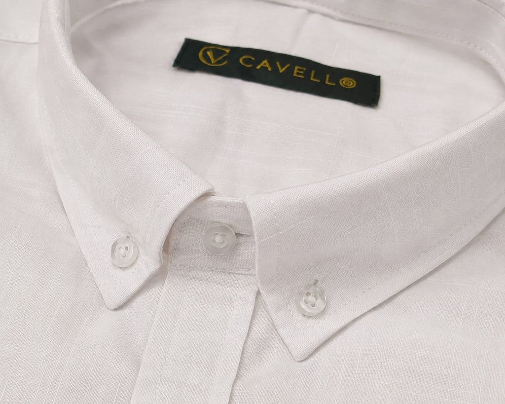Cavello Amalfi White Slub Cotton Short-Sleeve Shirt