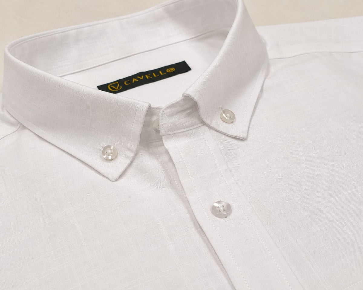 Cavello Amalfi White Slub Cotton Short-Sleeve Shirt