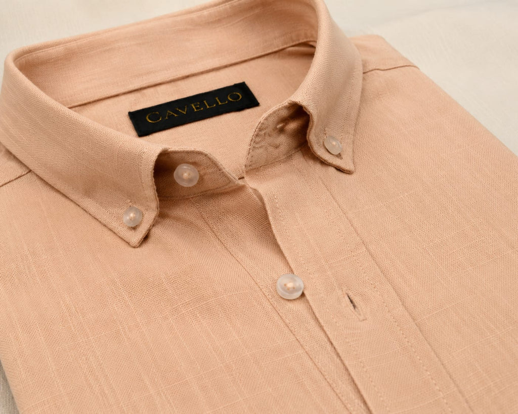 Cavello Amalfi Salmon Slab Linen- Cotton Shirt