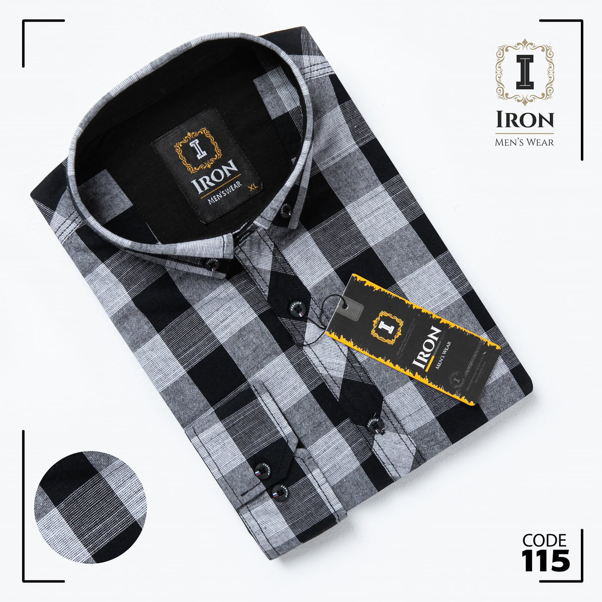 IRON Black & Grey Check Button-Down Shirt