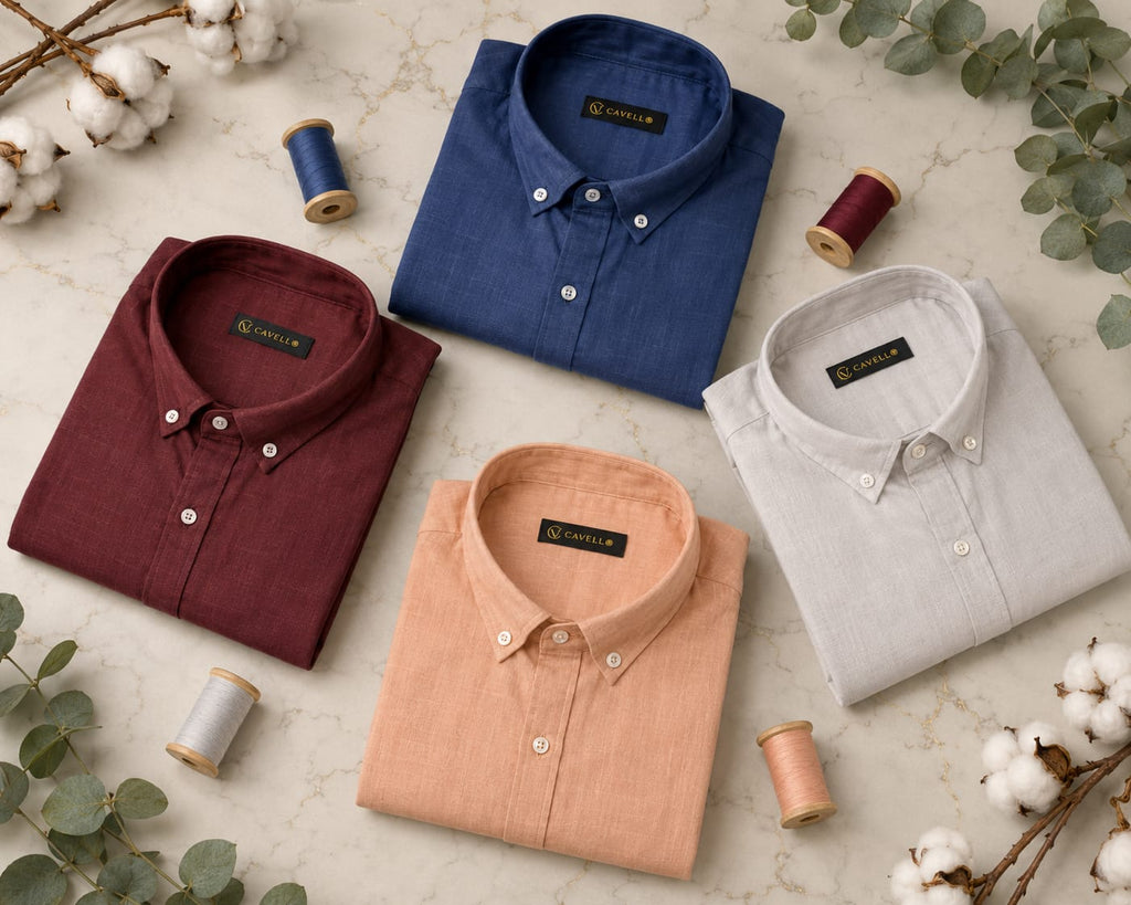 Cavello Amalfi Blue Slab Linen- cotton Short-Sleeve Shirt