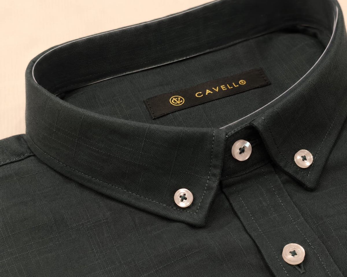Cavello Amalfi Deep Forest Slab Linen- Cotton Shirt