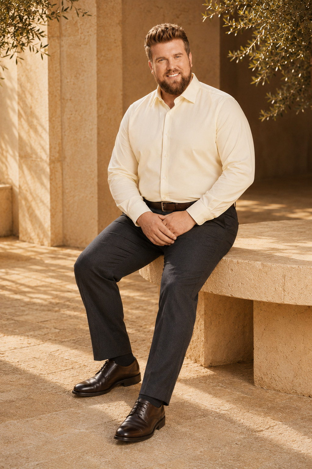 Oxford Light Yellow Italian Collar Shirt