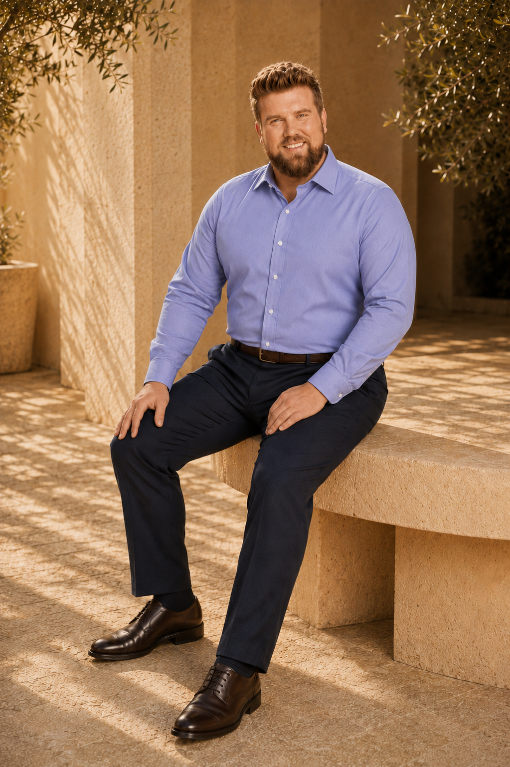 Oxford Lavender Blue Italian Collar Shirt