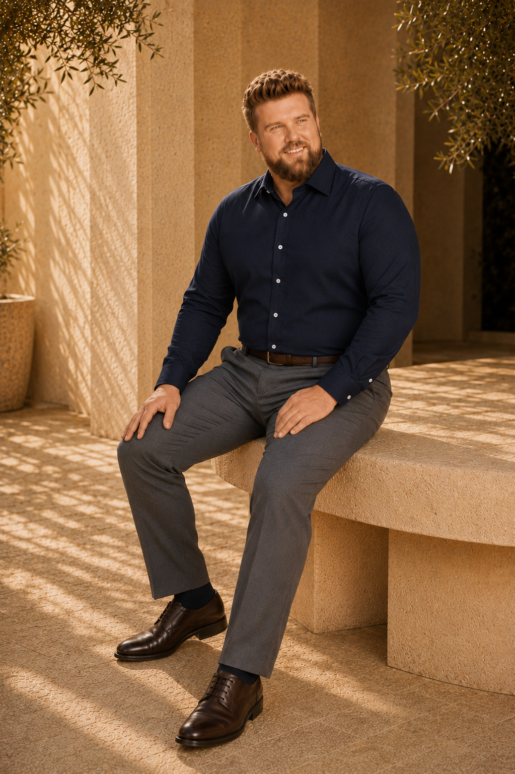 Oxford Deep Navy Italian Collar Shirt