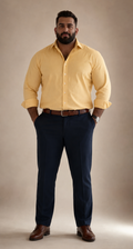 oxford cotton Regular Fit  light yellow shirt Italian collar