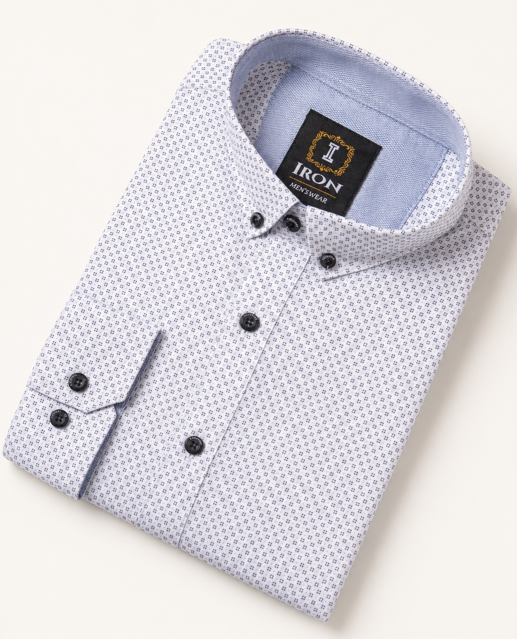 IRON White & Navy Micro-Print Shirt