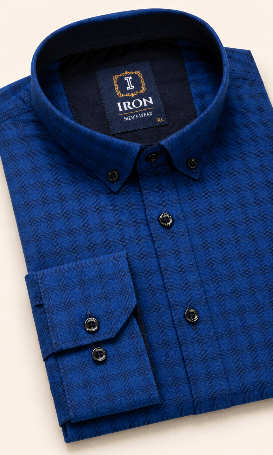 IRON Royal Blue Micro-Check Shirt