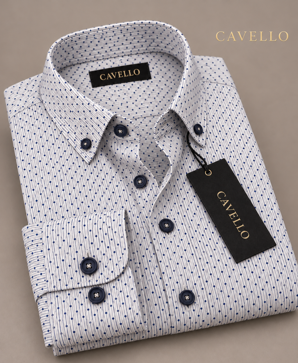Benzoni Portofino Navy Dotted-Stripe Shirt