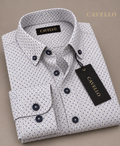 Benzoni Portofino Navy Dotted-Stripe Shirt