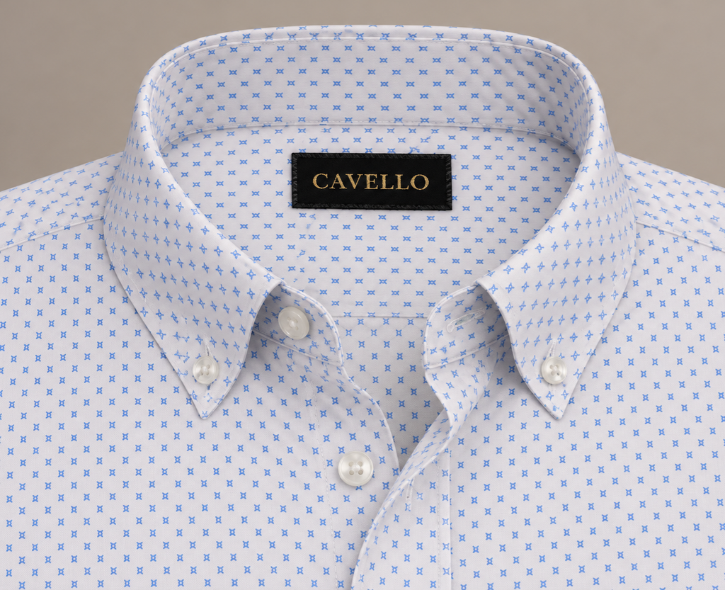 Benzoni  Bellagio Sky Blue Micro-Print Shirt
