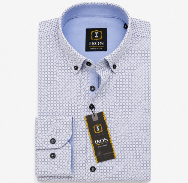 IRON White & Navy Micro-Print Shirt