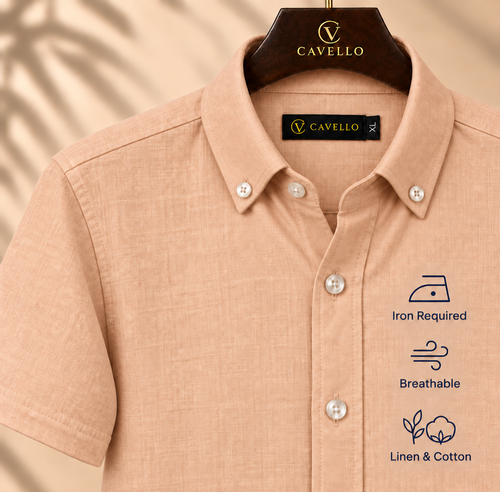 Cavello Amalfi Salmon Slab Linen- Cotton Shirt