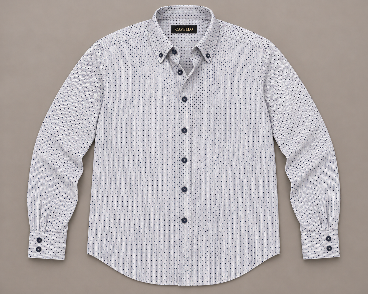 Benzoni  White & Sky Blue Striped Button-Down Shirt