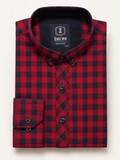 IRON Red & Navy Check Button-Down Shirt