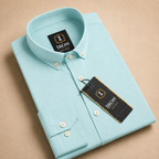oxford cotton Regular Fit Powder Mint Button-Down Collar