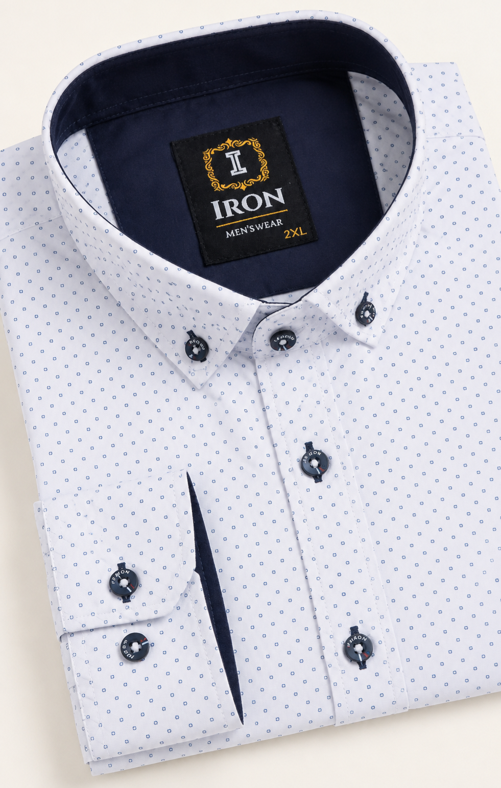 White Polka Dot Regular Fit Shirt
