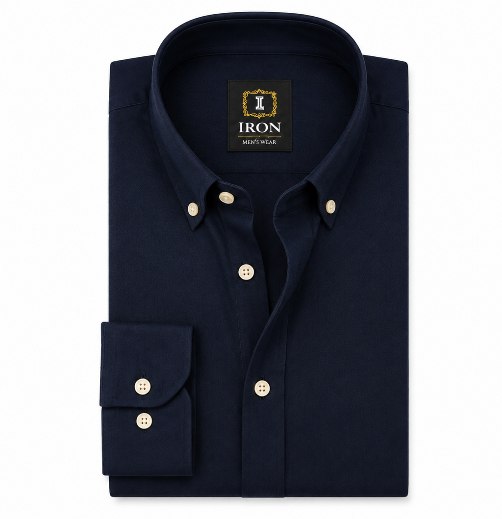 oxford cotton100% Regular Deep Navy Button-Down Collar