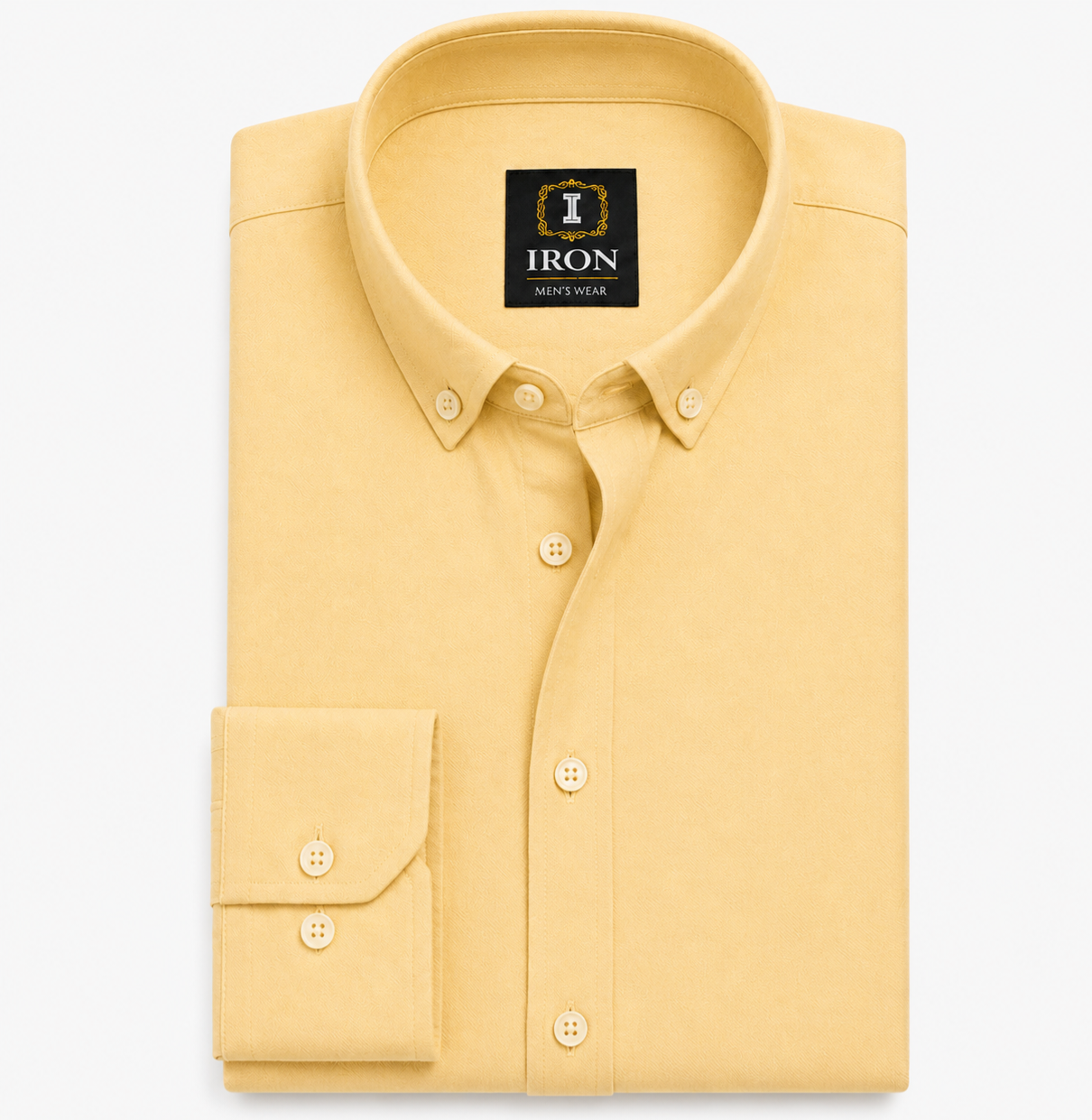 oxford cotton Regular Fit light yellow Button-Down Collar