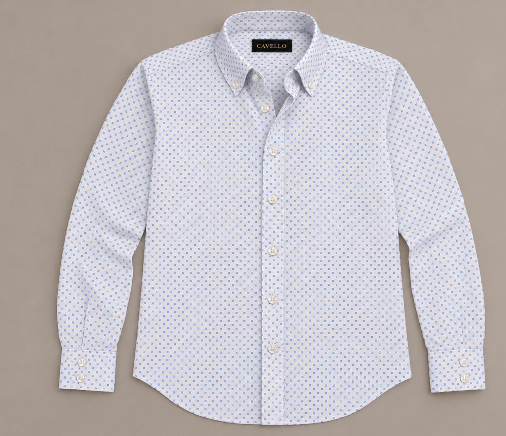 Benzoni  Bellagio Sky Blue Micro-Print Shirt