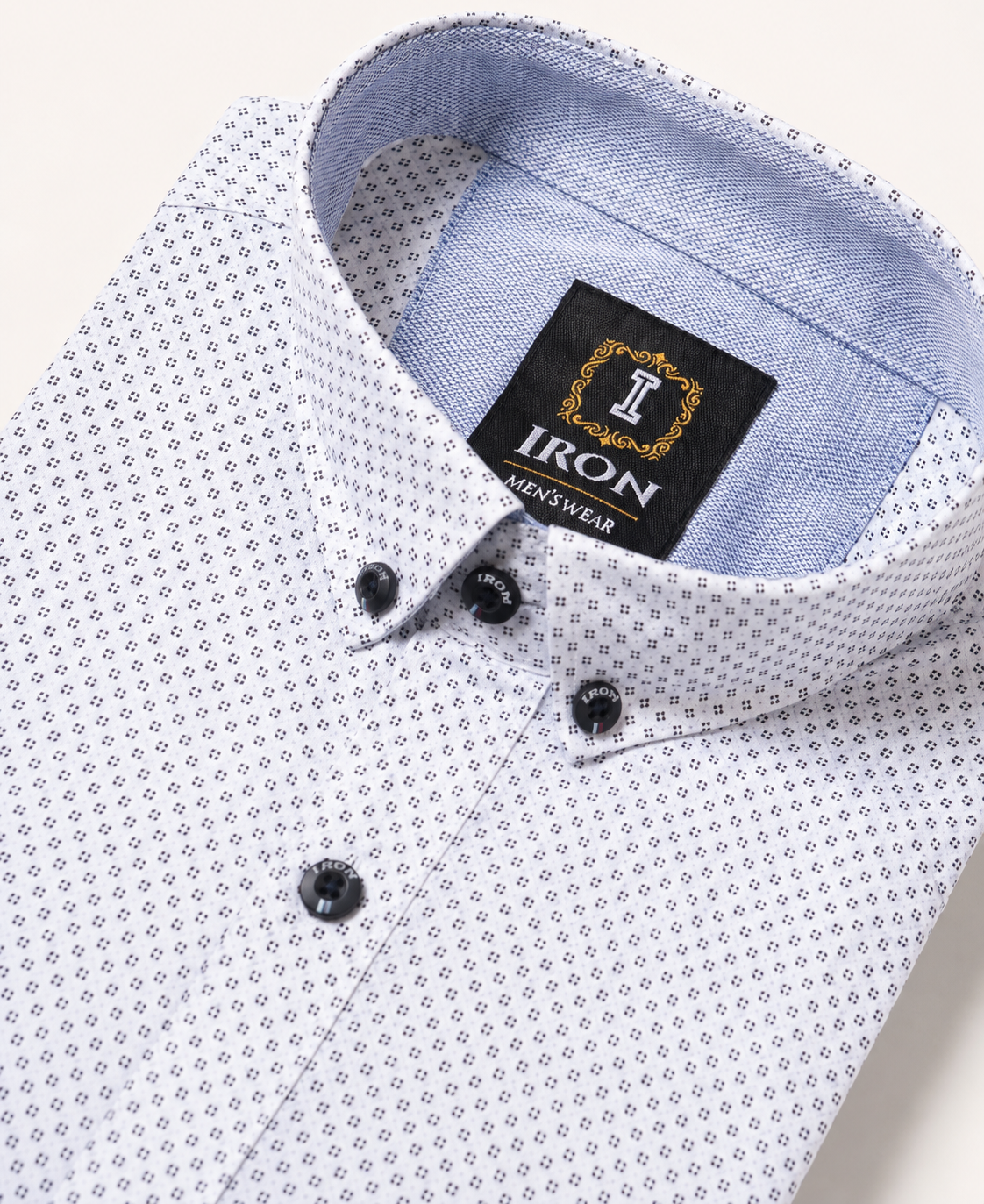IRON White & Navy Micro-Print Shirt