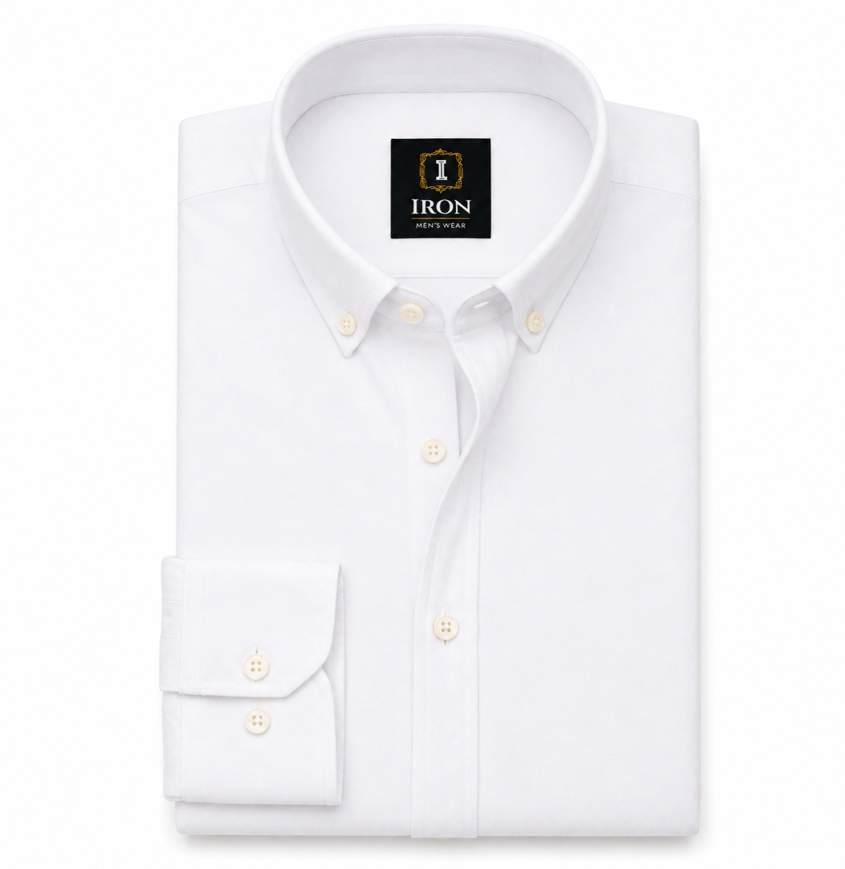 oxford cotton Regular Fit Pearl White Button-Down Collar