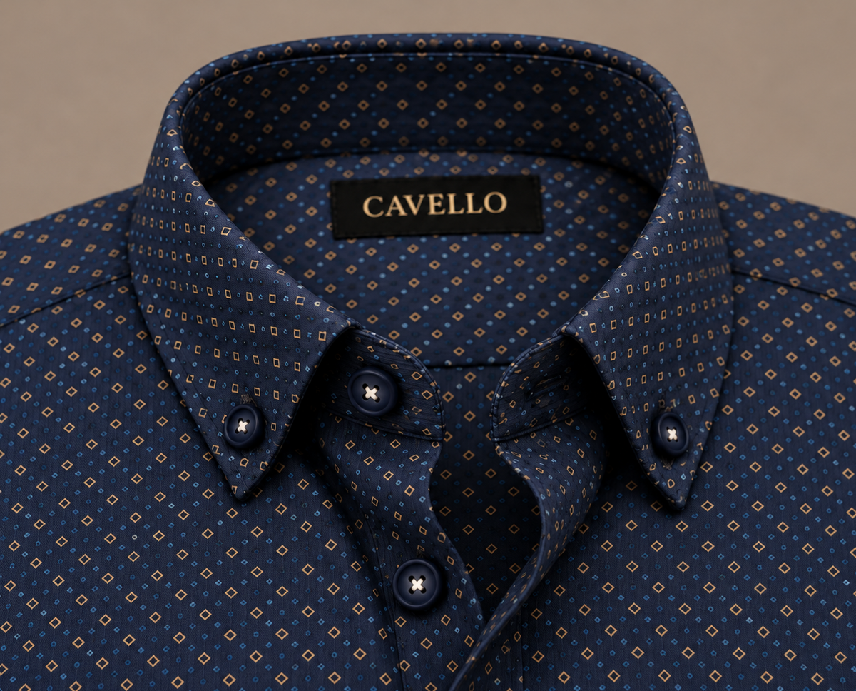 Benzoni Milano Navy Micro-Geo Shirt