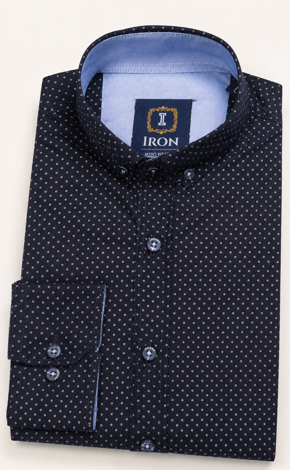 IRON Blue Black Polka Dot Shirt