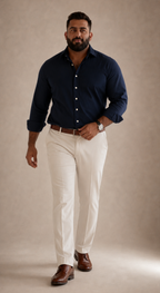 oxford cotton Regular Fit Deep Navy  shirt Italian collar
