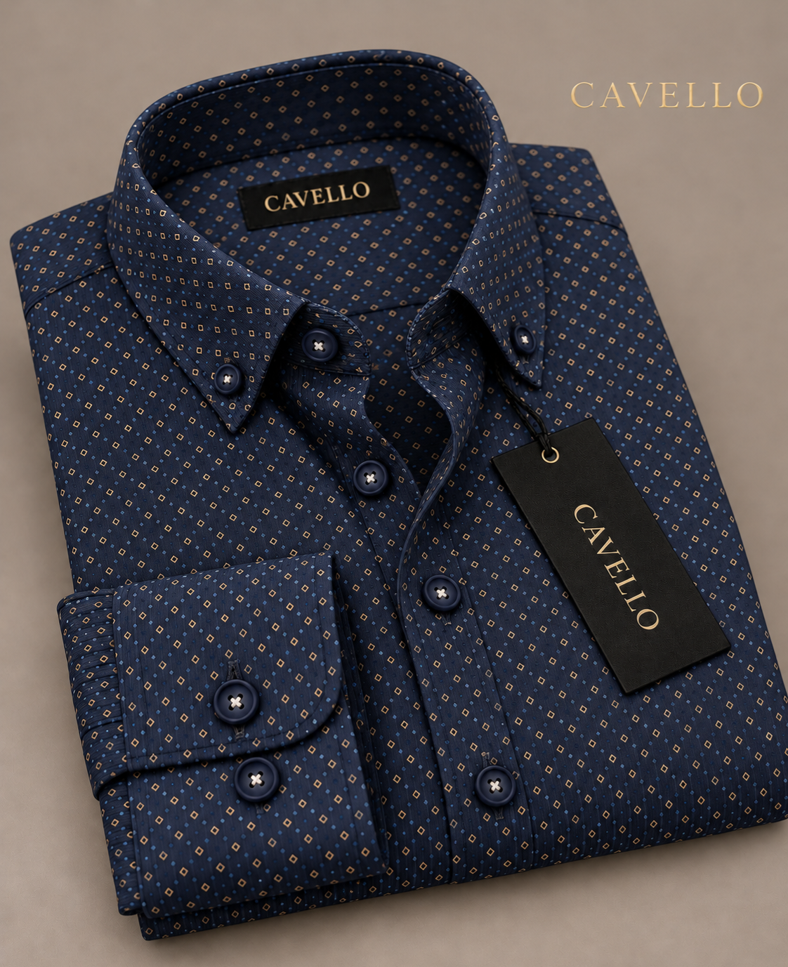 Benzoni Milano Navy Micro-Geo Shirt