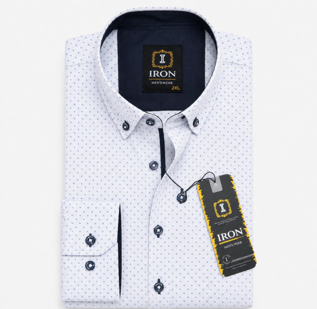 White Polka Dot Regular Fit Shirt