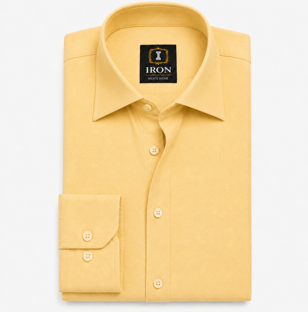 oxford cotton Regular Fit  light yellow shirt Italian collar