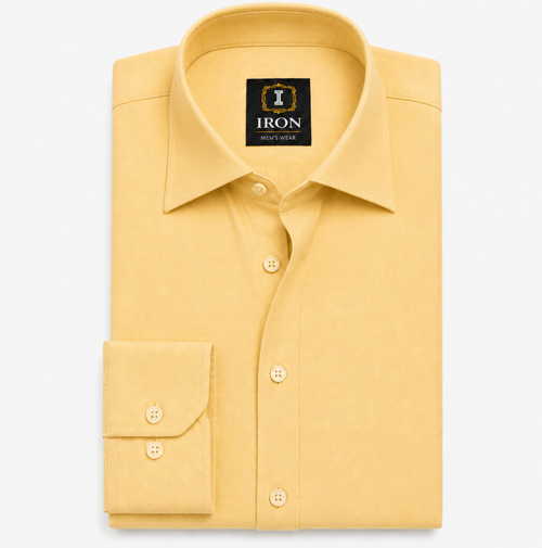 oxford cotton Regular Fit  light yellow shirt Italian collar