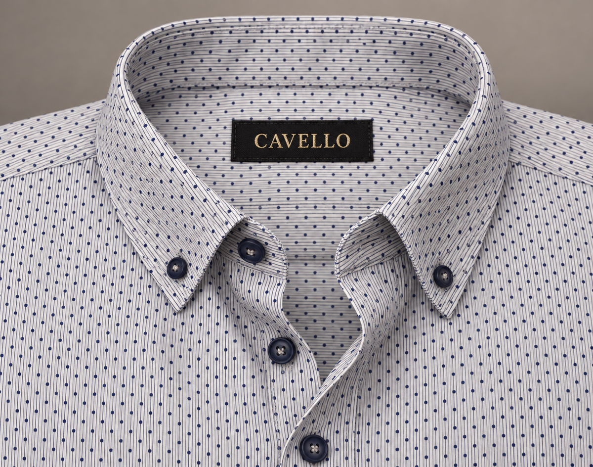 Benzoni Portofino Navy Dotted-Stripe Shirt