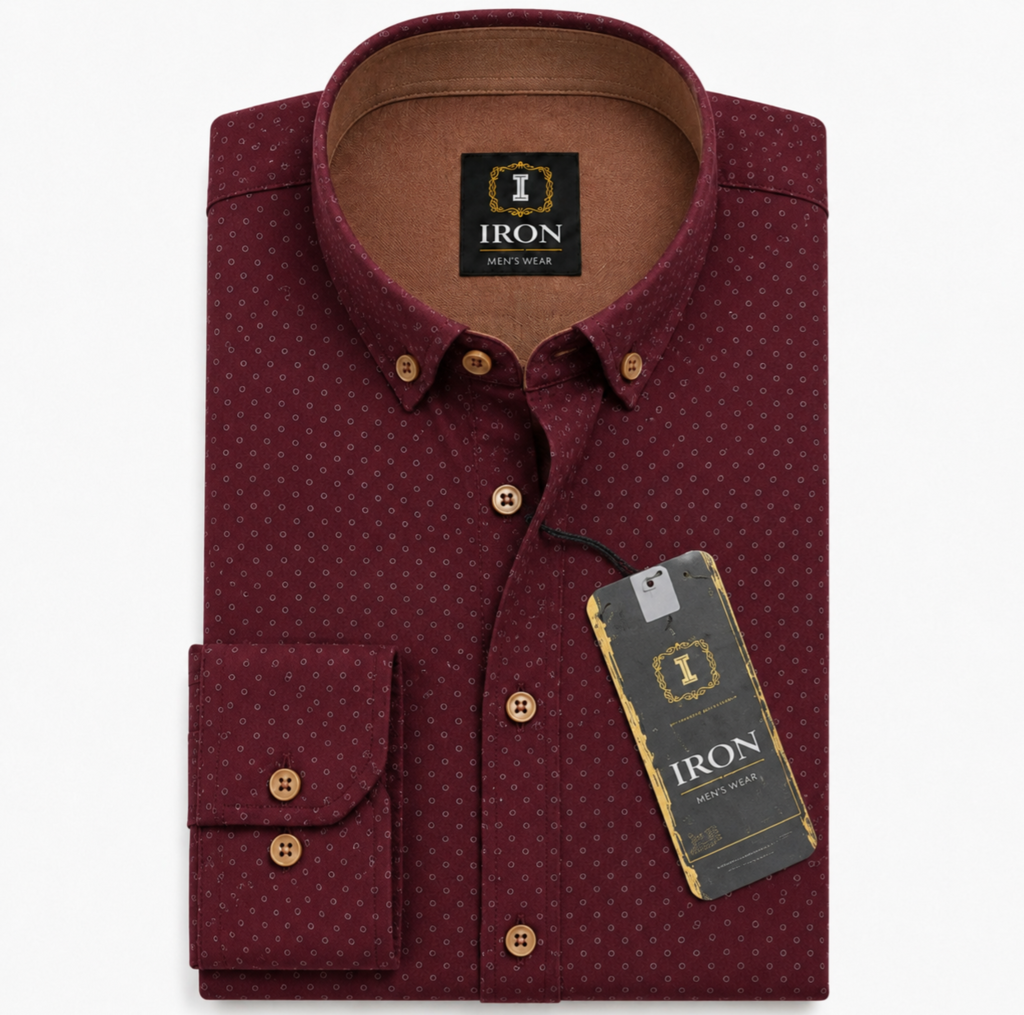 IRON Burgundy Polka Dot Shirt