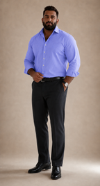 oxford cotton Regular Fit  Lavender Blue shirt Italian collar
