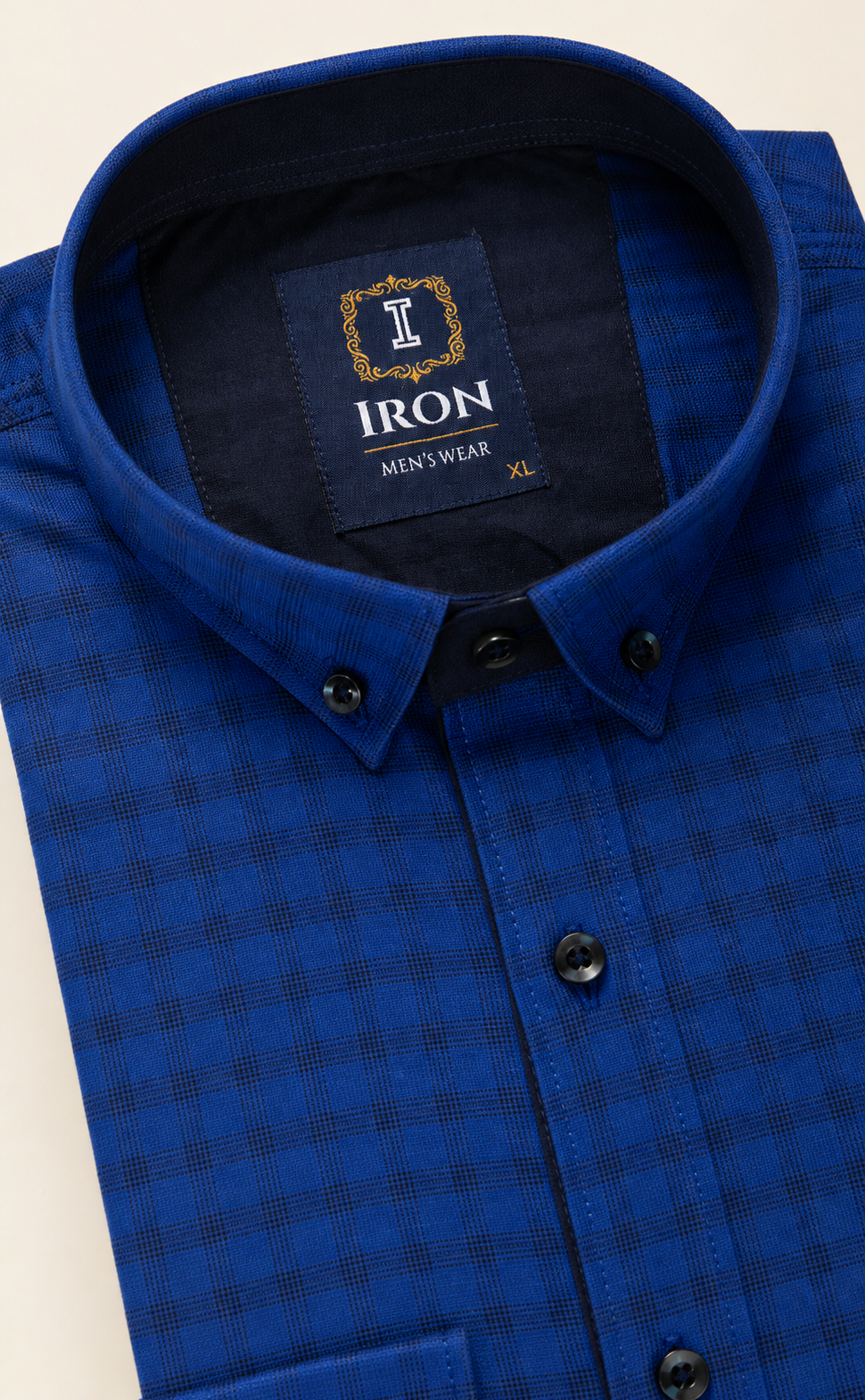 IRON Royal Blue Micro-Check Shirt