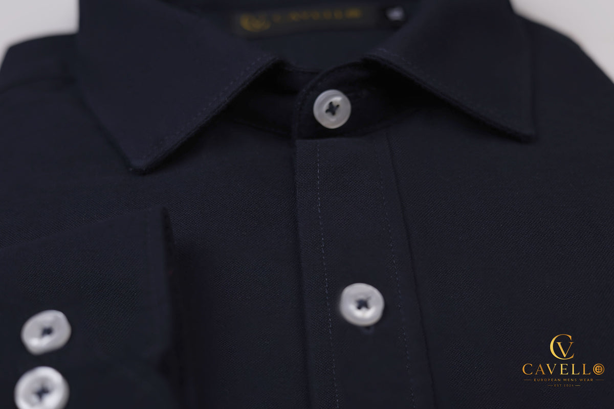 Oxford Deep Navy Italian Collar Shirt
